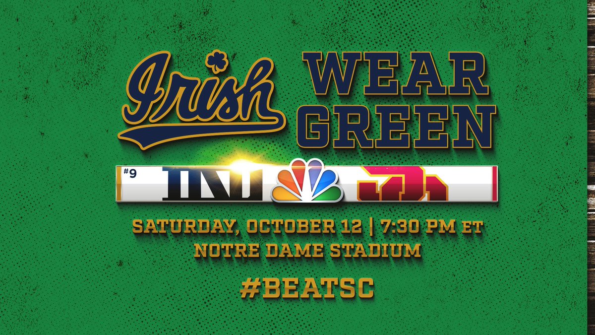 FightingIrish's tweet photo. 👕➡️ GREEN
👟➡️ GREEN
🧣➡️ GREEN
👖➡️ GREEN
🧢➡️ GREEN
🕶➡️ GREEN
🧥➡️ GREEN
🧦➡️ GREEN

This Saturday, there’s only one color in our wardrobe for @NDFootball’s battle with Southern Cal ➡️ #IrishWearGreen.

#GoIrish #BeatSC https://t.co/UGMAC4T0nI