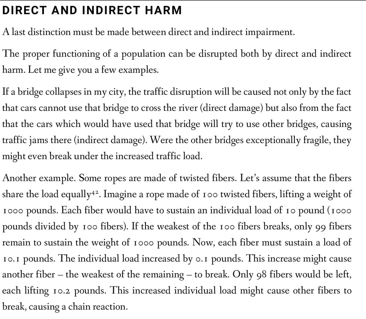 12/ The more distributed an entity, the more likely it is that, when some of its sub-entities will be harmed by a stressors, the harm will be distributed rather than localized.This is important because localized harm tends to create further indirect damage.