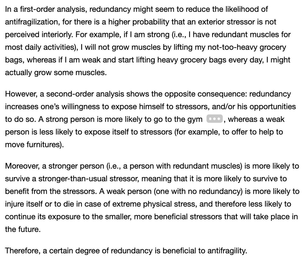 18/ Due to 2nd order effects, redundancy induces antifragilization, as described in the picture below.(Excerpt from my book "The Power of Adaptation",  http://gum.co/powerofa )