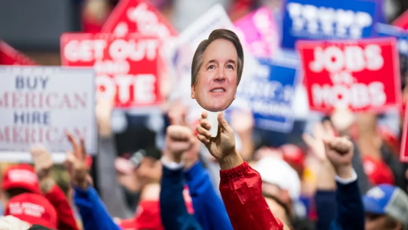 Jezebel's tweet image. Calling Kavanaugh a "good man" implied that Ford was a liar—the "bad woman" opposite this "good man"—without having to explicitly say it.  trib.al/O9phx2F