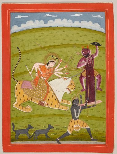 Devi Mahatmya: Durga kills demon RaktabijaDevi Kali, stops blood from touching Earth #Plastic is like Raktabija, once created can't be destroyed-even for 1000years it can live on Earth?  #SayNoToPlastic  #saveplanet  #SaveEnvironment thnx  @RCT Indian Painting 1800-05 Rajputana