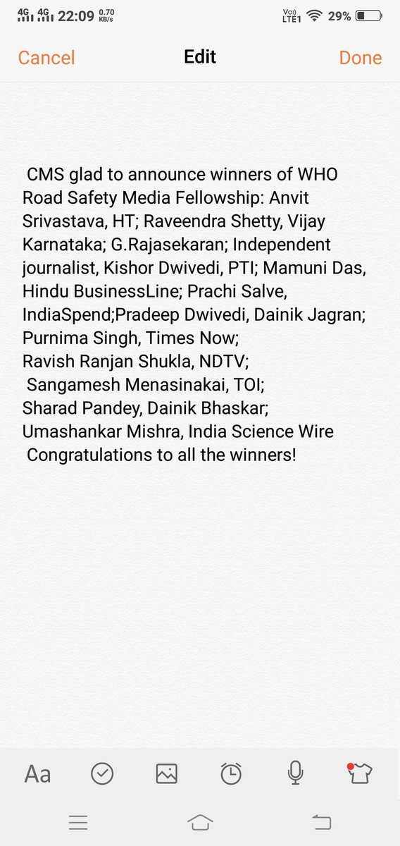 Congratulations to all the winners! @pnvcms @cmsvatavaran  #Mediafellowship #RoadSafety