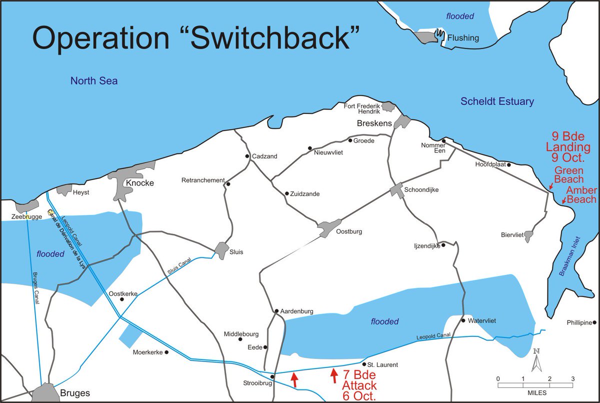  #OTD in 1944 Op Switchback was launched by 3rd Cdn Inf Div to clear the Breskens Pocket. It was an audacious plan developed by LGen Guy Simonds which, combined with attacks on Walcheren and Beveland, led by 2nd Cdn Inf Div, would open the port of Antwerp.A thread... 1/15