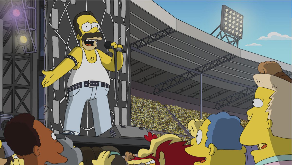 QueenWillRock's tweet photo. Catch Freddie on @TheSimpsons tonight!
This Sunday, October 6th on Fox TV 8/7c in the US you see Homer and his family recreate Queen's legendary Live Aid appearance! 🎤📺 #TheSimpsons #FreddieMercury #Queen https://t.co/IqDXLWF1ka