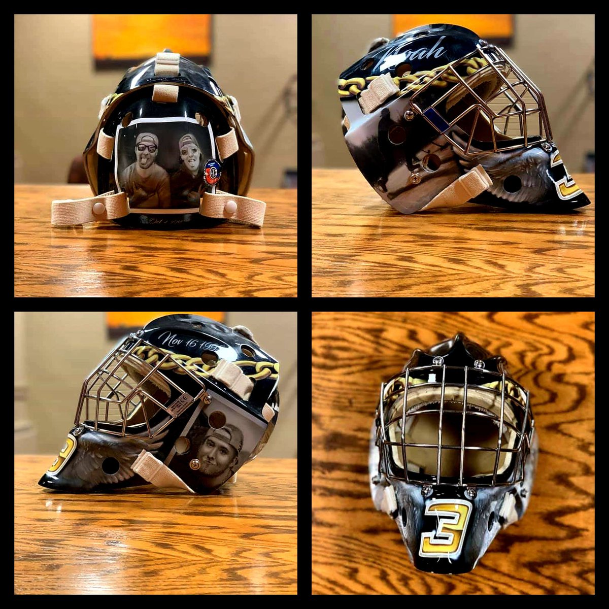Hockeymom22boys's tweet photo. @Matt_Trulsen had his helmet painted as a tribute to his brother @bieksallent16 @BauerHockey
#brothersfirst #familyfirst #hockeyislife https://t.co/kAGC2gBwDB