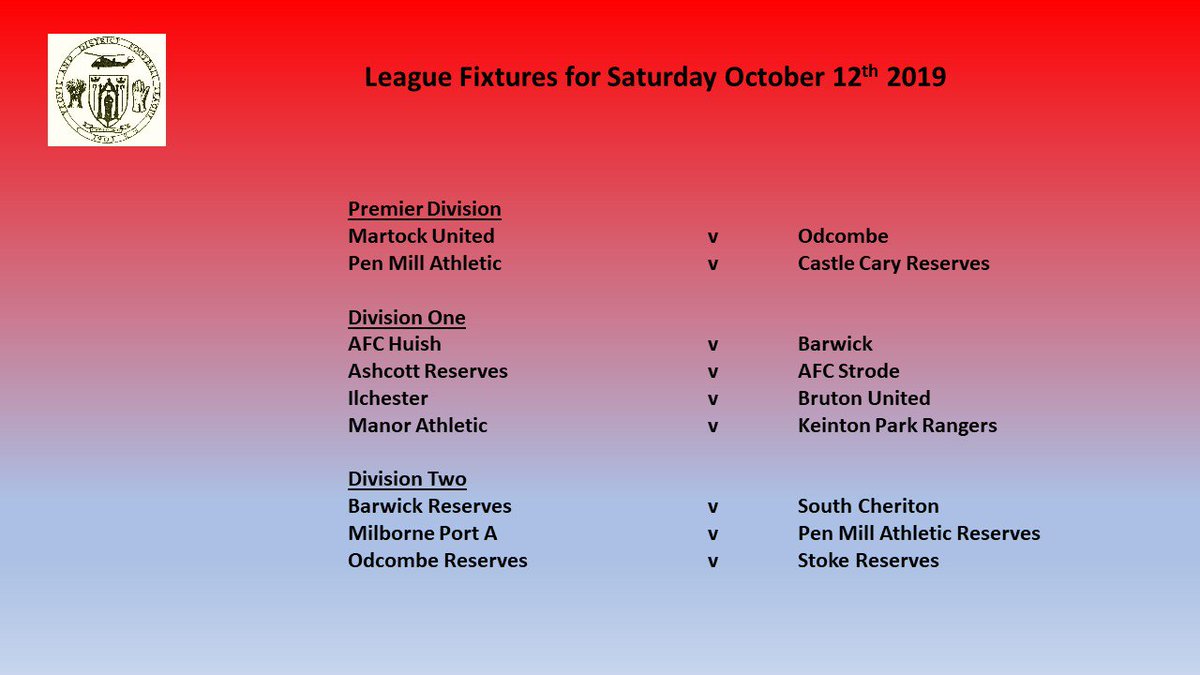 <a href="/yeovilleague/">Yeovil League</a> fixtures for next Saturday #ydfl