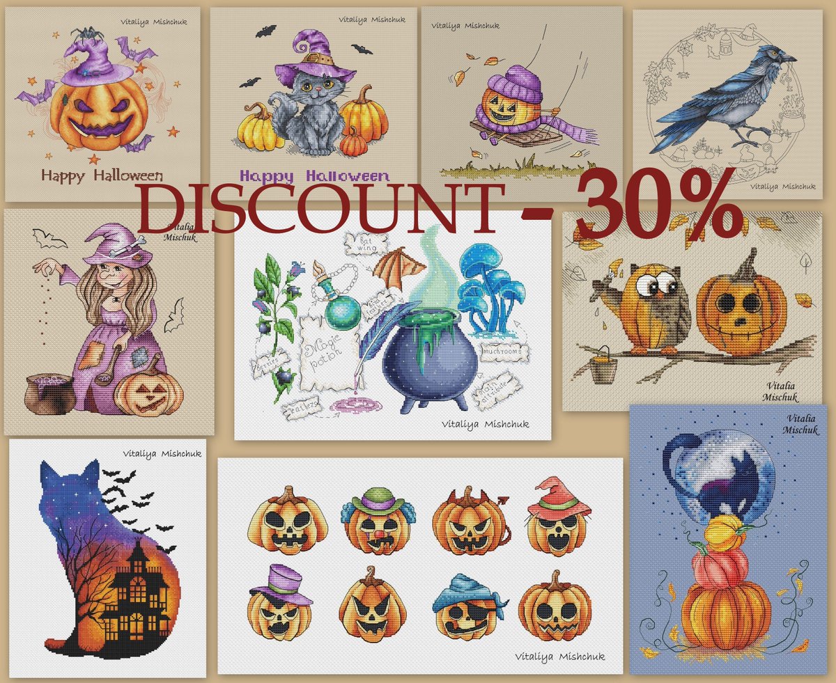 DISCOUNT!! DISCOUNT -30%🎁🎈🎈🎈
I want to remind you of the action taking place in my store.
From October 4 to 9, you can purchase my Halloween designs at a 30% discount 👻🎃😍🎈etsy.com/shop/CrossStit…
All my designs are here etsy.com/shop/CrossStit…