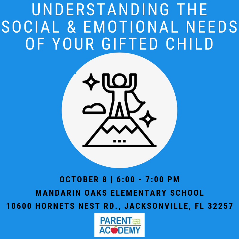 Duval Family Engagement (@parentacaddcps) on Twitter photo If you're the parent or caregiver of a gifted learner, you won't want to miss this rare opportunity to hear from District experts on the unique social and emotional needs of your child. <a href="/MandarinOaks/">Mandarin Oaks Elem.</a> #LifelongLearners #TeamDuval If you're the parent or caregiver of a gifted learner, you won't want to miss this rare opportunity to hear from District experts on the unique social and emotional needs of your child. <a href="/MandarinOaks/">Mandarin Oaks Elem.</a> #LifelongLearners #TeamDuval