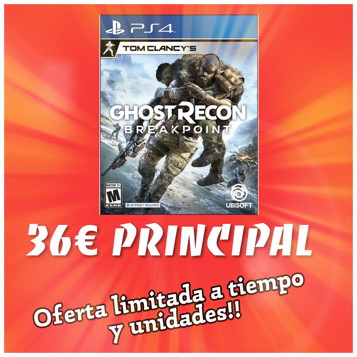 DigitalZonePs4's tweet image. OFERTA LIMITADA A TIEMPO Y UNIDADES!!📣📣

#TomClancysGhostReconBreakpoint