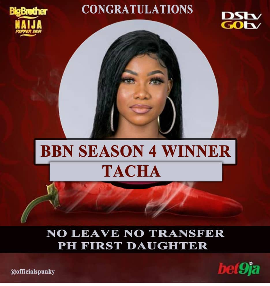 BadgehLily's tweet photo. No matter what happens tonight @Symply_Tacha You are the real winner of BBNAIJA 2019 

#TachaOurWinner
#EverythingTacha
#CongratulationsTacha https://t.co/uZbb44UALa