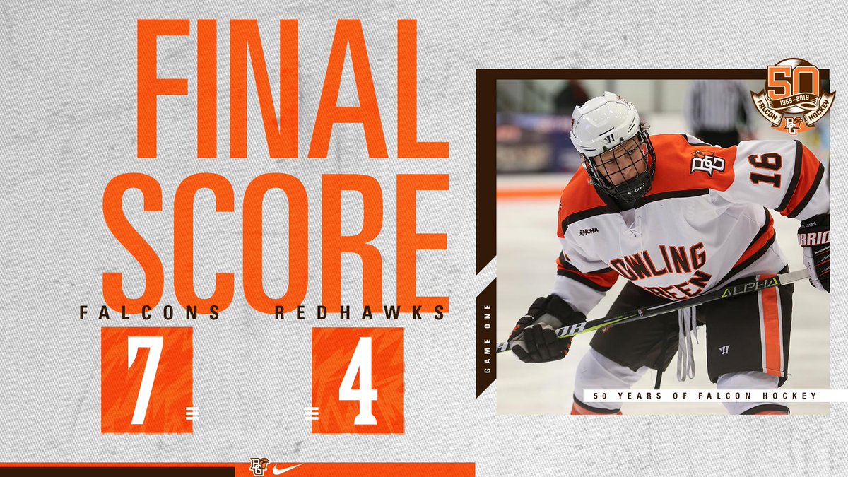 BGSUHKY's tweet photo. FINAL: Ty Eigner (@TyEigner) will bring home his first win as head coach of the Falcons. Wright tallies four, Dougherty nets first collegiate goal. 

BGSU 7 - 4 MU

#AyZiggy https://t.co/9h7O15PXpc