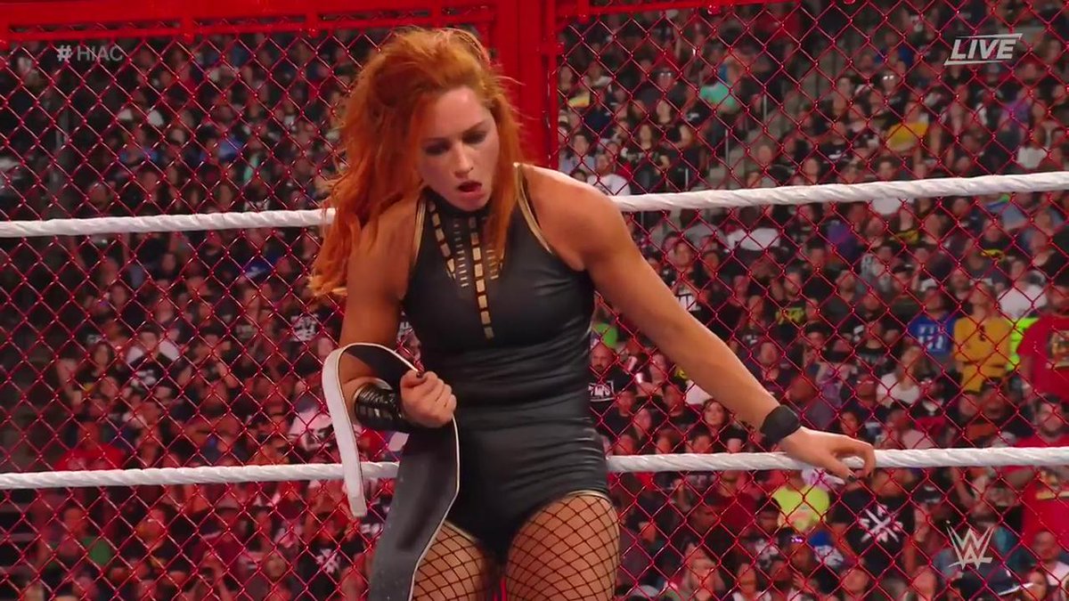 WWE's tweet image. #TheMan just went to HELL and BACK.

@BeckyLynchWWE is STILL your #RAW #WomensChampion! #HIAC