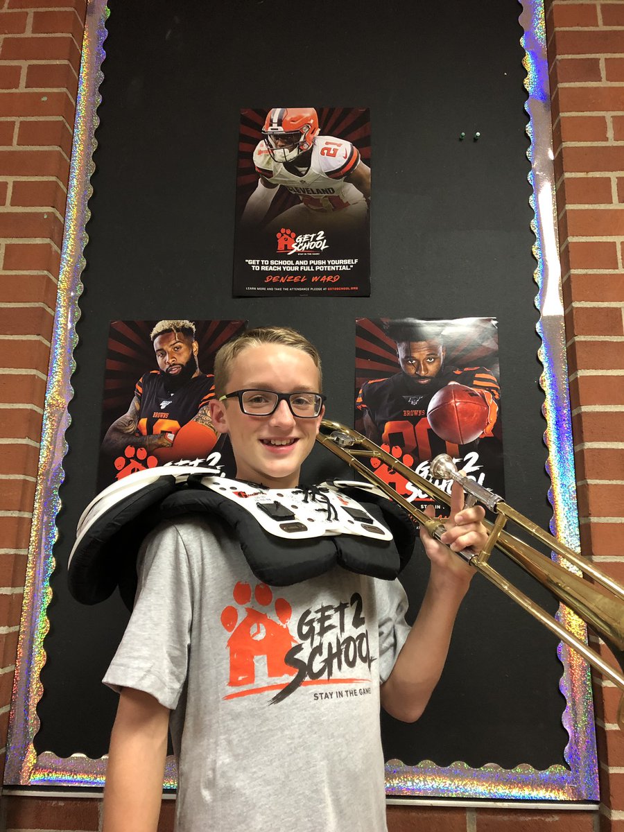 Our school has programs in music and athletics to help students WANT to #get2school   Through this program AJ won Browns tickets for next weekend! Now we will get to see @denzelward live at the next level!