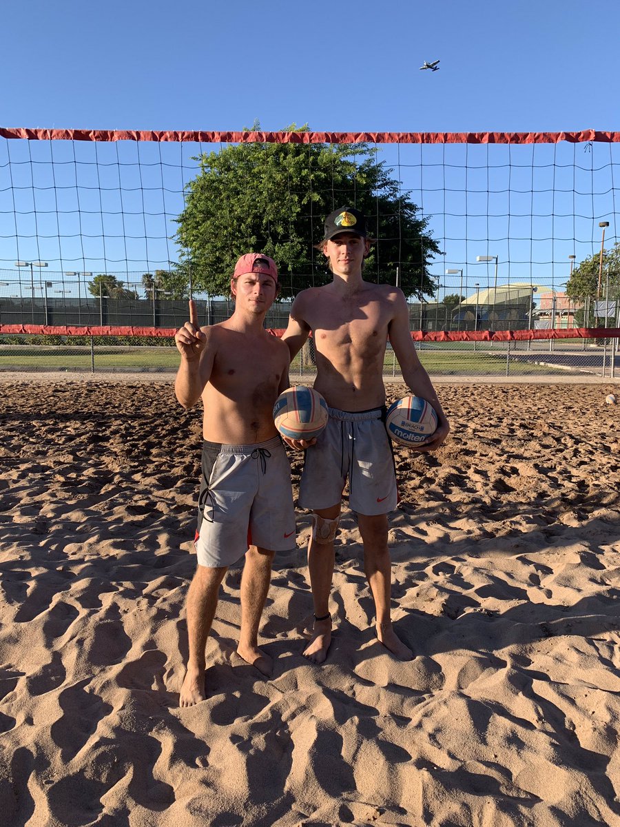 Congrats to the first ever King of the Beach Champions- <a href="/landon_524/">Landon!!</a> and <a href="/grantdegrasse/">ol’boy</a>! #kingofthebeach #benubeach #menssandvball <a href="/avpbeach/">AVP</a> <a href="/FirstPointVB/">FirstPointVolleyball</a>