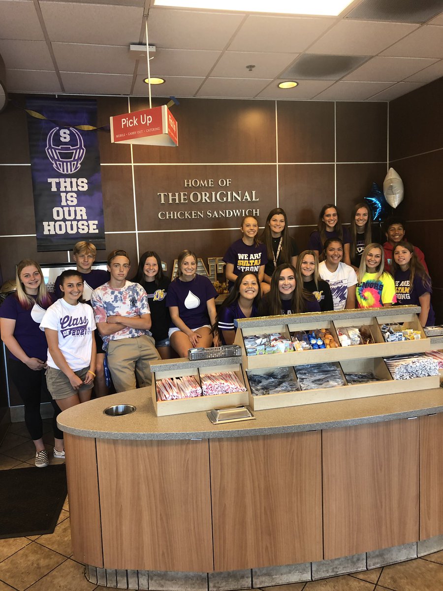 ASB decorating Chick-fil-A for the big game this week!