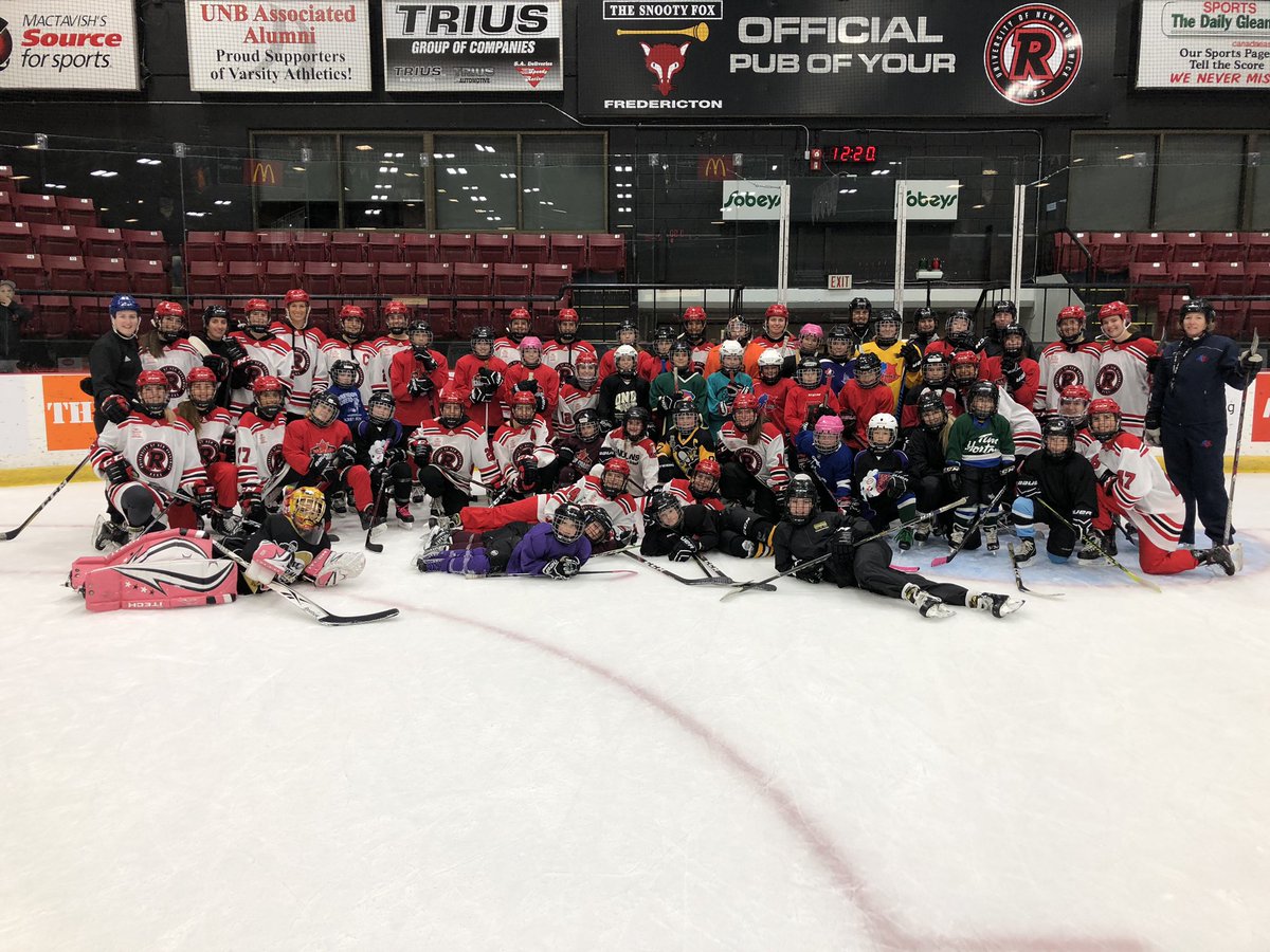 HockeyFemale's tweet photo. Everybody that attended the skills and games session in Fredericton had a great time celebrating #WGIHW yesterday. Then ended the day watching Battle of the Hill part 1. #FSMHF STUWH @UNBWHockey @HC_Women @HockeyCanada @IIHFHockey @HockeyNB https://t.co/yJQCGaDtMy