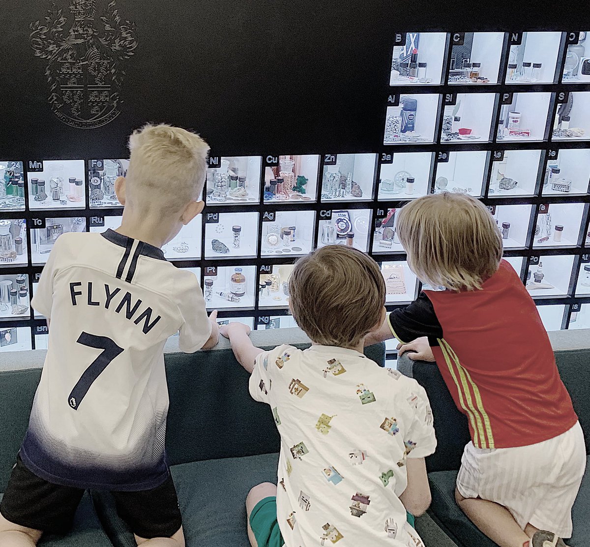 Enjoying the interactive periodic table at <a href="/TonbridgeUK/">Tonbridge School</a> Science Centre after their bee keeping workshop. The boys have had such a fun, educational and inspiring weekend - thank you @emftheatre #tonbridgetalks #environment #saveourplanet