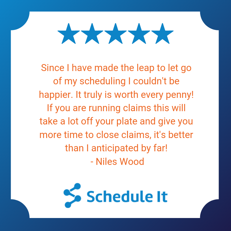 Don't take it from us, take it from the adjusters who use our services every day!! Work smarter by using ScheduleIt. Now you can schedule &amp; route UNLIMITED claims for only $40/month. 

GET STARTED ➡ bit.ly/2onlqgP

#adjusters #claims #claimsadjusters #insurancenews