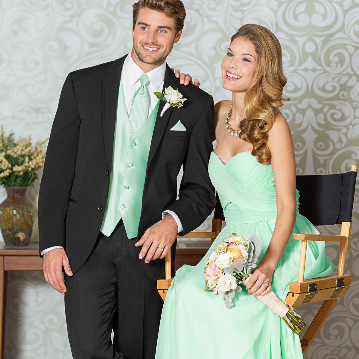 Looking for customized color options for your Groomsmen?  We have every color in the book!  Match your choice of neckwear, cummerbund, vest, pocket square, or suspenders.  Book 5 or more groomsmen and the Groom gets his free!