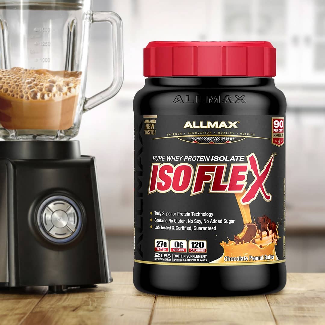 ALLMAX's tweet photo. Pros who depend on results and making gains choose #ISOFLEX. A pure #wheyprotein isolate that is significantly lower in lactose, fat, sugar, and carbs and tastes amazing! Shake up 1 or 2 scoops #postworkout to recover and build mass. 

#ALLMAX  @stevekuclo https://t.co/GM8D9pw4jX