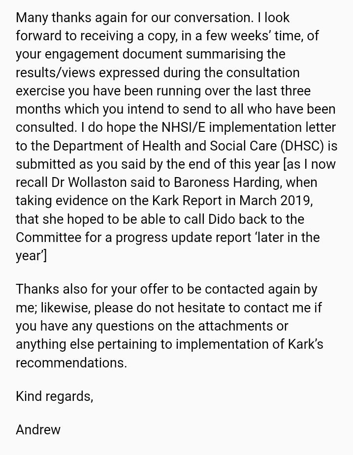 Public_Eye_XVA's tweet photo. A curated* consultation exercise is being undertaken by NHSI/E seeking views on #KarkReview implementation. Last week I (an #NHS 'outsider' with 'inside connections') was invited to give my views⬇>mentioned Kark's recent "ex CEOs donkey sanctuary"!! remark.
*invitation only🙄😔 https://t.co/1UUnZilHUJ