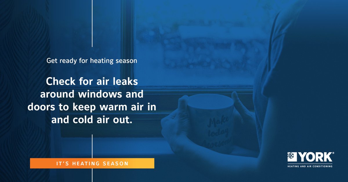 YorkHVAC's tweet image. Find and seal air leaks to help keep your home warm as cooler weather hits. #HeatingSeason #FallTips
