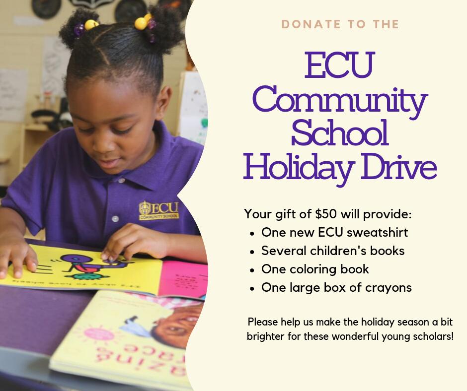 #ECUCOE is accepting donations for our youngest Pirates at the Community School for their holiday drive.

Donate to the Community School ➡️ fal.cn/34kUn
More information about the holiday drive and other ways to donate to the school ➡️ fal.cn/34kUm