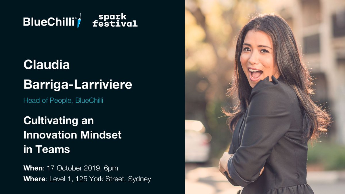 BlueChilliGroup's tweet photo. Learn with our world-class innovation trainers! @claudiablb, Head of People at #BlueChilli, is running a mini-workshop to empower leaders to instil a growth mindset in teams. Claudia has a speciality for creating thriving teams of innovators! Join us:
https://t.co/fcVhB9ljQK https://t.co/fCWLbpxa9V