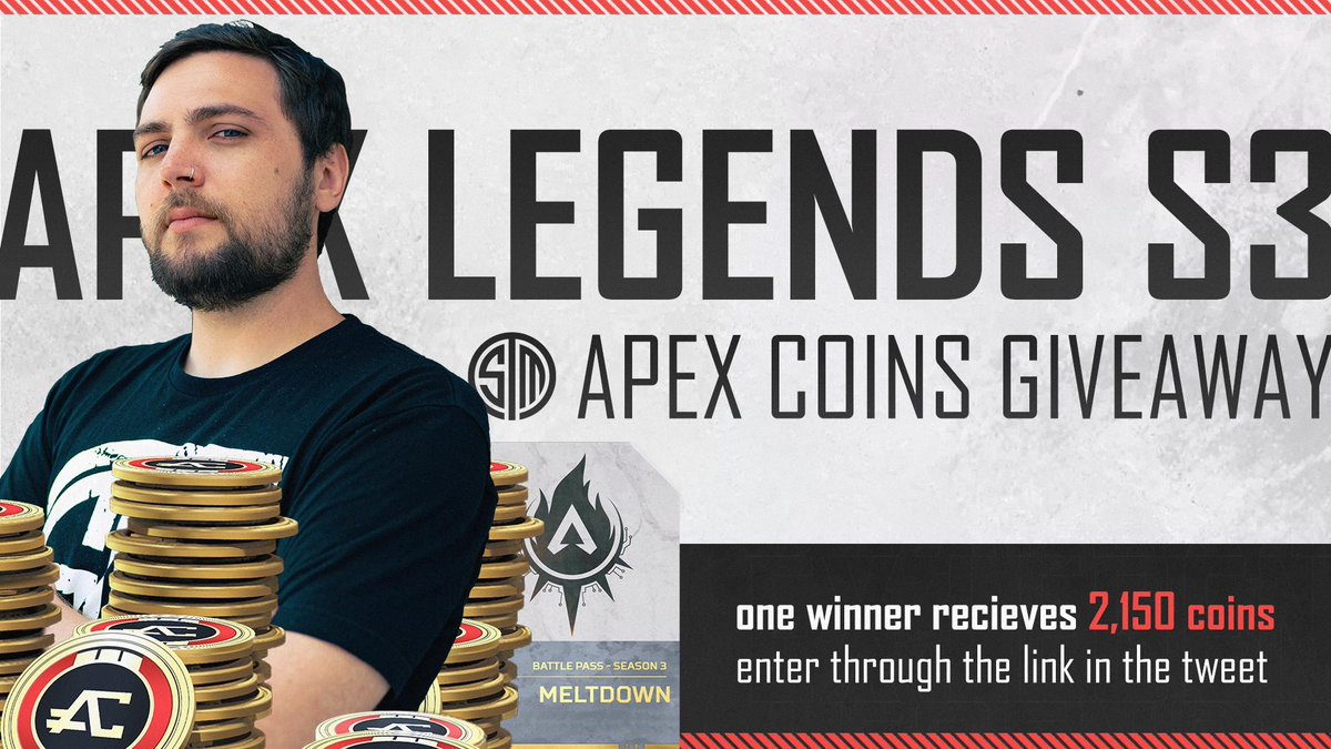 RealKraftyy's tweet image. Hey buds!  
@TSM and I are giving away 2150 Apex Coins to one lucky fan!
1. Retweet this post
2. Must be following me and @TSM  

Winner picked in one week!