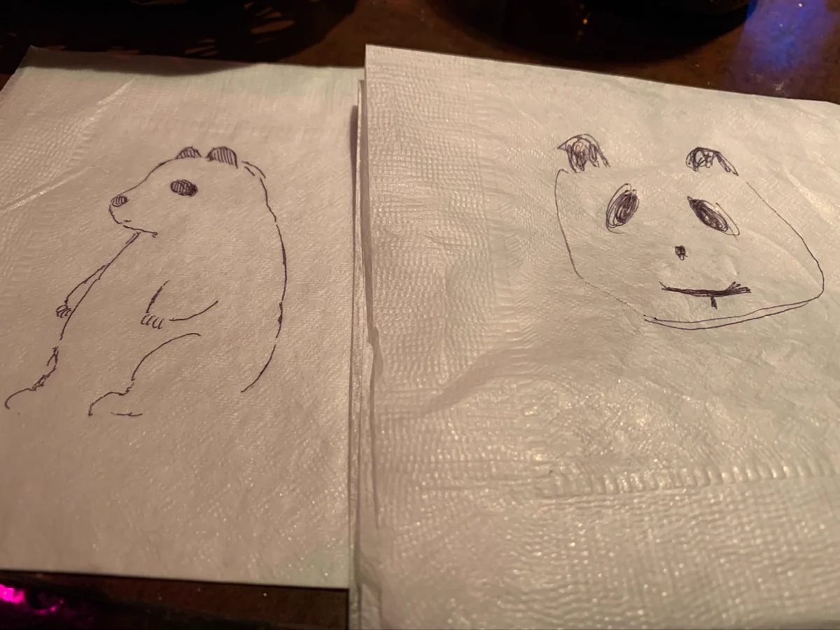 絵を書いた結果？どっちがパンダ？www