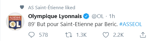 Saint-Étienne vs Lione: les Verts si aggiudicano il derby del Rodano con un gol al 90'.

Al Saint-Étienne piace questo elemento.
Al Lione forse un po' meno.

#ASSEOL