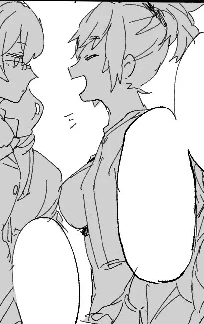 四コマ目ののほたんとまといちゃん可愛くかけたなーって思ってたけどのほの下描き酷すぎるんだ ごめんな 