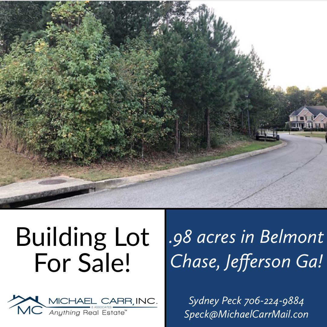 mikecarrinc's tweet photo. Building Lot in Jefferson, Ga for sale! .98 acres in Belmont Chase subdivision! Contact our agent Sydney for more information!
https://t.co/CuUxpghp8J
#AnythingRealEstate #BeBold 🏡 https://t.co/rmvOVnNDs5