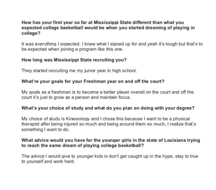 LBRBasketball (@lbr_basketball) on Twitter photo ✨JaMya Minho-Young✨
We caught up w/ <a href="/HailStateWBK/">Mississippi State Women's Basketball</a> freshmen and <a href="/Lorangerhigh/">Loranger High</a> alumni.
Top 💯 player ESPN 2019
🏆 🏆 State Champion
🗣 Advice “Don’t get caught up in the hype, stay true to yourself and work hard.”
#HighlightOurGirls ✨JaMya Minho-Young✨
We caught up w/ <a href="/HailStateWBK/">Mississippi State Women's Basketball</a> freshmen and <a href="/Lorangerhigh/">Loranger High</a> alumni.
Top 💯 player ESPN 2019
🏆 🏆 State Champion
🗣 Advice “Don’t get caught up in the hype, stay true to yourself and work hard.”
#HighlightOurGirls