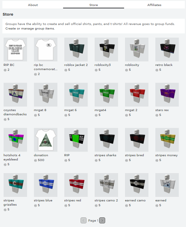 Lord Cowcow On Twitter Something That Roblox Really Needs To Improve Is The Group Stores Group Stores Need To Have Filters And A Search - roblox donation groups