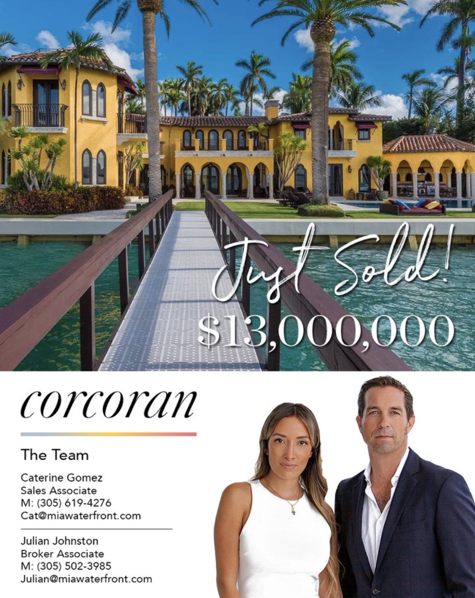Catknowsmiami's tweet photo. 🥂JUST SOLD - Enrique Iglesias’ former waterfront mansion, Villa Jasmine, sitting on the SW tip of prestigious gated community Sunset Island 1. 🔑 Sold for $13,000,000 💰 https://t.co/eJGh9c3YVX