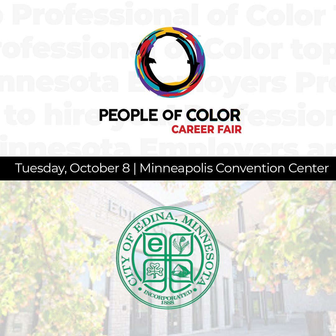 POCCareerFair's tweet image. The next step in your career could be with the City Of @EdinaMN! You can meet with hiring managers &amp;amp; recruiters from the City Of Edina on Tuesday at the Minneapolis Convention Center. Register now, it's FREE! POCCareerFair.com

📢: #POCCareerFair #POCAccess
