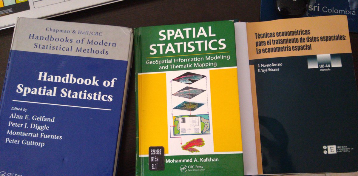 JonathanPineros's tweet image. Hoy en la #BLAA me encontré estos textos en temas de Estadística y Econometría Espacial. Si conocen otros textos cuenten por aquí para hacer mejores referencias en materia #SpatialStatistics #SpatialEconometrics #GeographicData