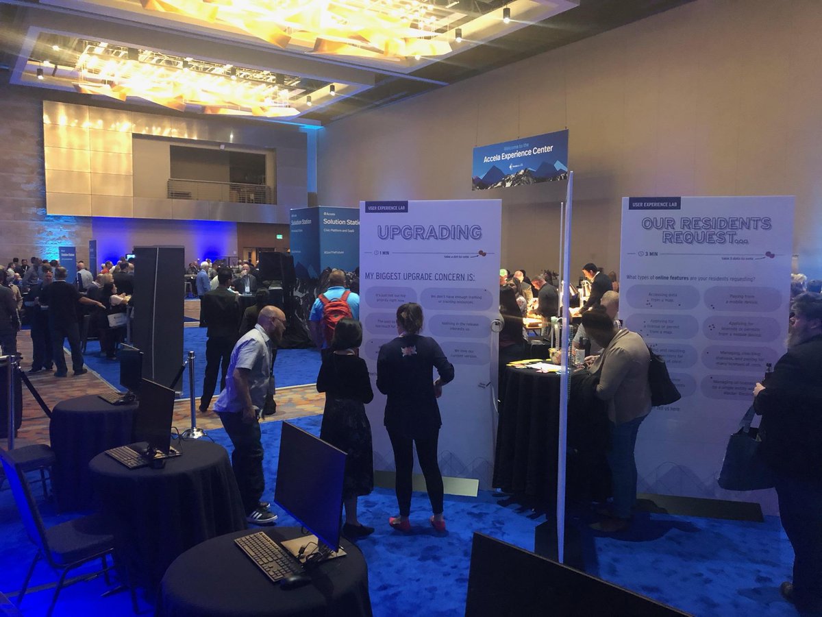 accelauxdesign's tweet photo. Accela's Design team is meeting a few hundred of our amazing customers Monday and Tuesday at Accelarate 2019. Stop by and see us in the User Experience Lab to provide feedback on designs that are currently in-flight and on new product concepts. #Accelarate2019 #govthefuture https://t.co/FlOTsH5mB2