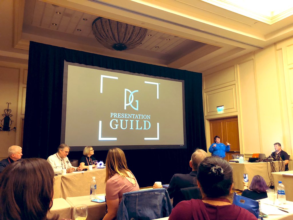 HappyHooah's tweet photo. Attending the @presentguild Annual meeting! @echosvoice doing her thang! 😀#PreSum19 #changingtheindustry https://t.co/a839SlT60I