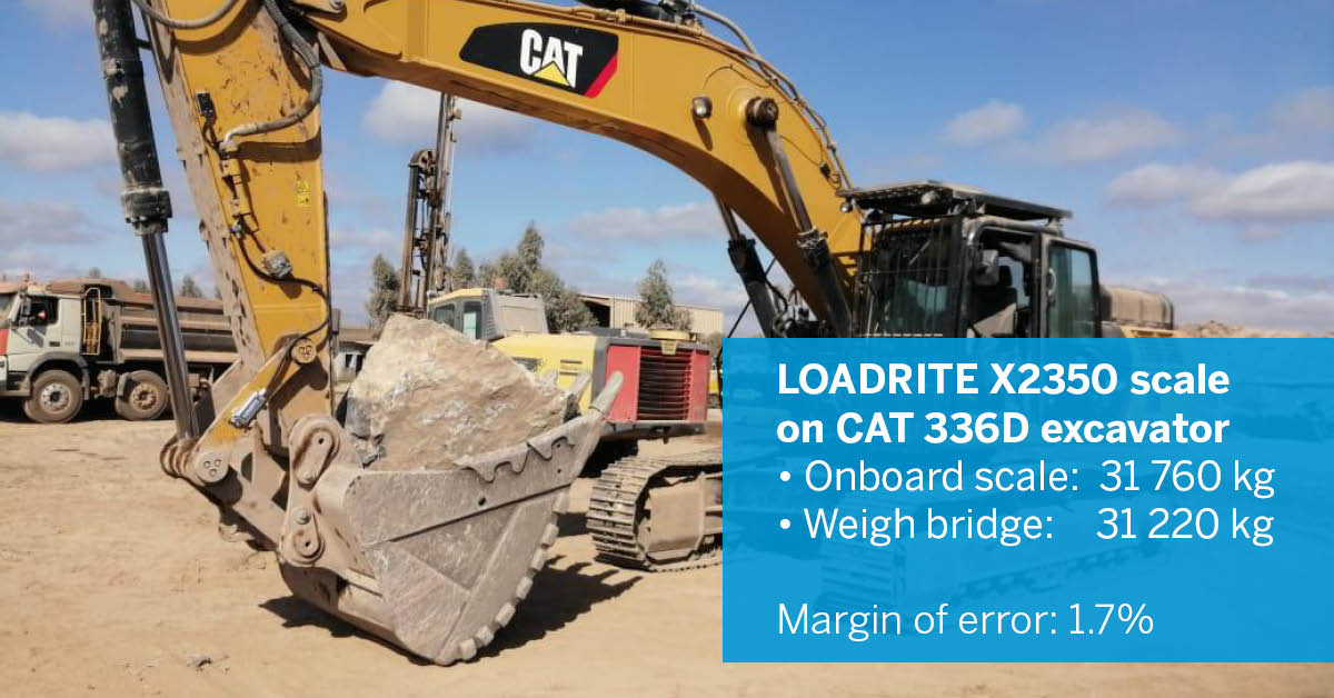 loadritescales's tweet photo. Accurate payload measurement on this excavator at <2% error on this CAT 336D using the @TrimbleCEC LOADRITE X2350 onboard scale. Installed by SITECH Maroc at a quarry in Rabat, Morocco. https://t.co/cfKNQT2Ha1 https://t.co/MyLFkTbIBB