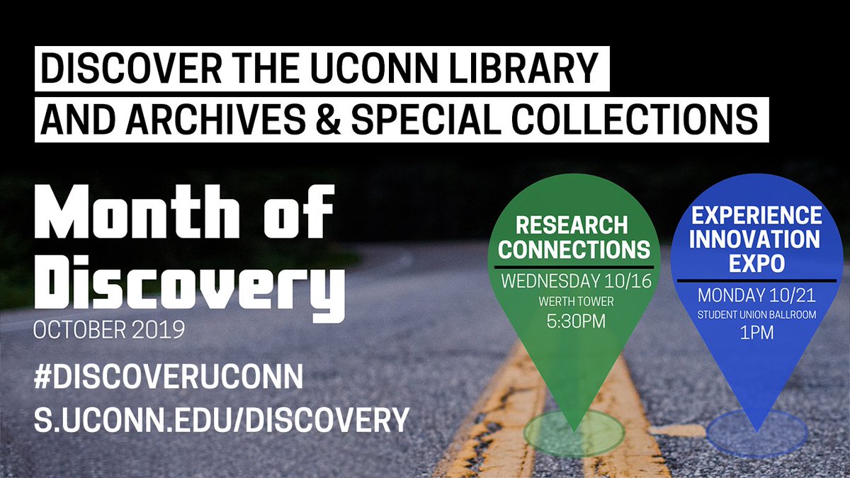 uconnlibrary's tweet photo. We will be participating in UConn's Month of Discovery so mark your calendars and come out to find out how we can support your research goals!
#discoveruconn #uconnlibrary #uconnarchives #makeuconn #researchconnections #inspireUConn https://t.co/cPHemkwIf6