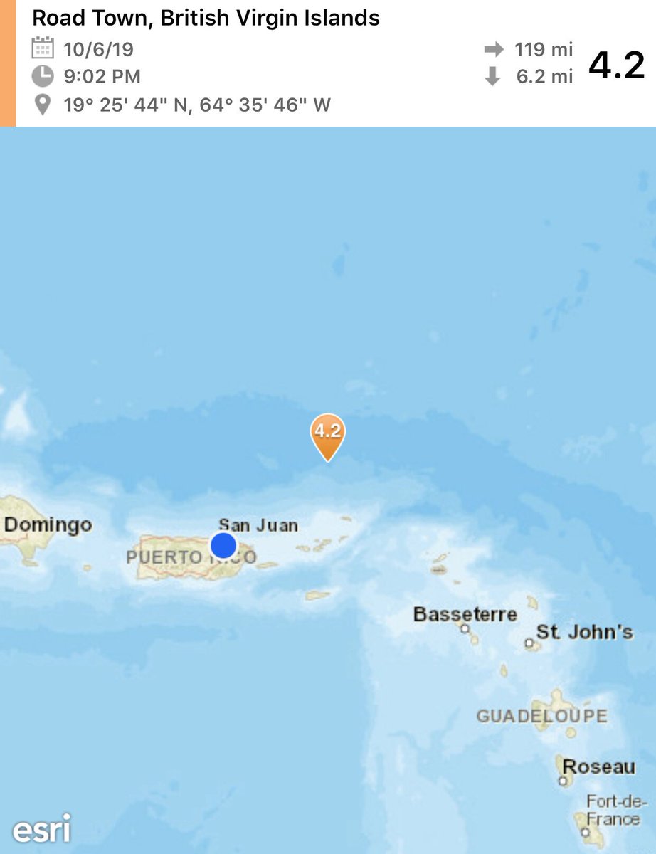 notiseiswipr's tweet photo. [LO ÚLTIMO] Se registra sismo de magnitud 4.2 en aguas al norte de las Islas Vírgenes Británicas ¿Lo sentiste?

Un temblor con magnitud preliminar de 4.2 ocurrió a 49 millas al norte de Anegada a las 9:02 PM AST. NO hay riesgo de tsunami para Puerto Rico y las Islas Vírgenes EEUU https://t.co/KP4exsYF5Z