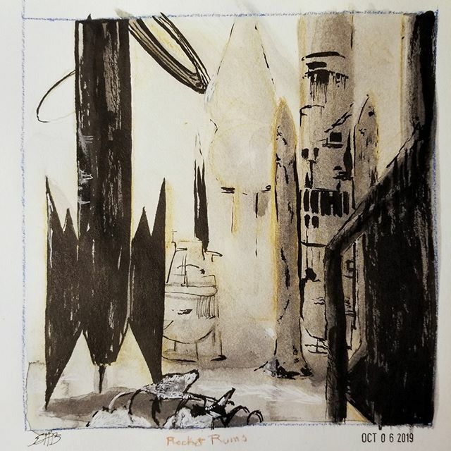 EricaBottger's tweet photo. #Inktober Day - 6 - Rocky Ruins in Rocket City
#worldbuilding #31dayworldbuild #inkworldbuild @lonelytofu #EricaBottger #EricaPaints #ink #space #scifi #AncientSpace #inktober2019 #art #arte #illustration #worldbuildingart #worldbuild #scifidaily #s… https://t.co/EZArFXvLh3 https://t.co/CEslvd3F8O