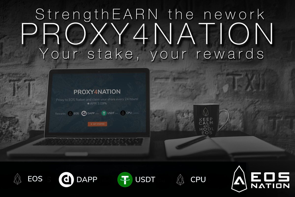 1/ Got #CPU problems? Stake to proxy4nation and we'll help you out! We now give some CPU to our proxy voters as a BONUS on top of the usual coin rewards (#EOS, #DAPP, #USDT) they receive every 24 hours! 

Introducing: EOS Nation Bonus CPU Power!