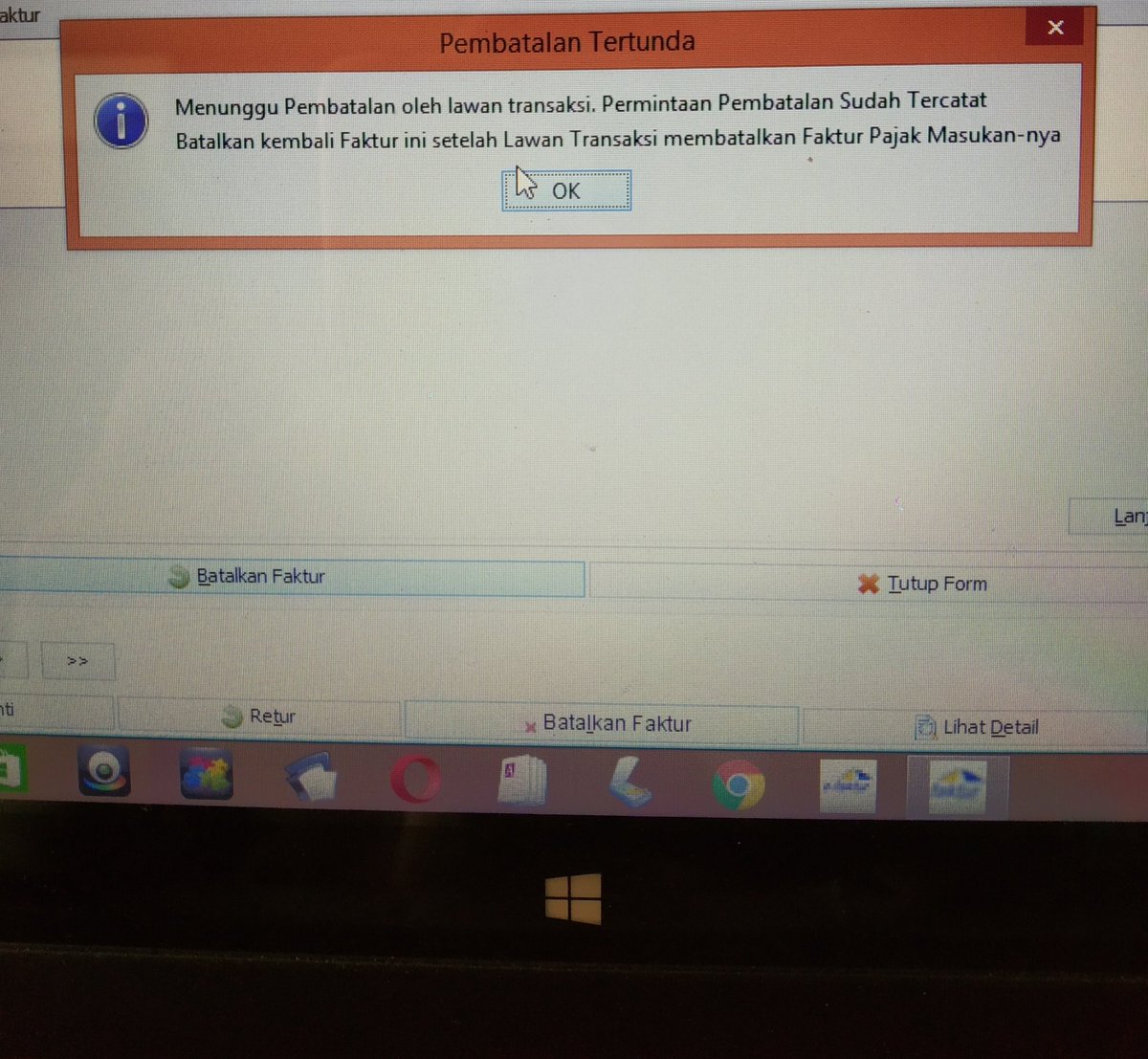 maretaannisa's tweet photo. @kring_pajak pagi min. Maaf mau tanya kalo pembatalan fp keluaran trs ada keterangan gini artinya lawan transaksi sudah mengkreditkan dan melaporkan atau gimana ya min? https://t.co/NJk9jlKjnG