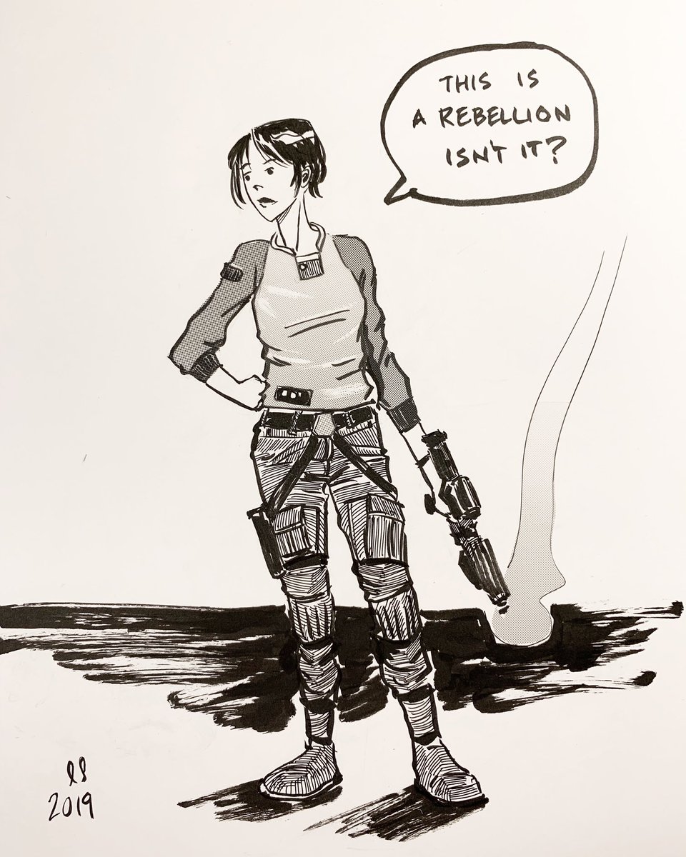 Inktober Day 5. Jyn Erso based on an early design of her by @glyn__dillon I really love all of Glyn’s designs in the art of Rogue One book. #inktober #inktober2019 #starwars