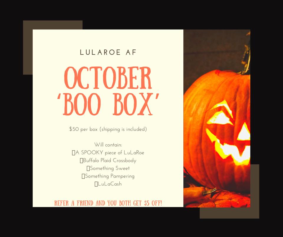 df1ace's tweet photo. Jump on and grab one of the limited, remaining Fall Fashion Style Boxes this month with LuLaRoe AF. Tailored to your style!! https://t.co/vVmlCwcUlq #lularoe #lularoeAF #lularoeashleyfero #fallfashion #stylebox #nocatee #Pontevedra #boobox #boobag #Halloween https://t.co/cBVslELIMC