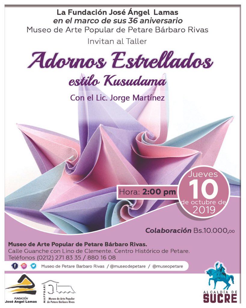 MuseoPetare's tweet photo. Acércate y conoce este maravilloso estilo de la mano del Lic. Jorge Martínez #kusudama #arte #petare #rumboalos400años #cultura #caracas #venezuela https://t.co/pTTONVjj1x