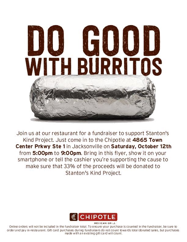 stantonkindpr's tweet photo. Kind Project is having a fundraiser this saturday, October 12th, at Chipotle in the Town Center from 5-9pm. All proceeds go to the Ronald McDonald House! So grab something to eat with your friends and don’t forget to mention you’re with Kind Project at the cashier! https://t.co/GwYXNFcVnH